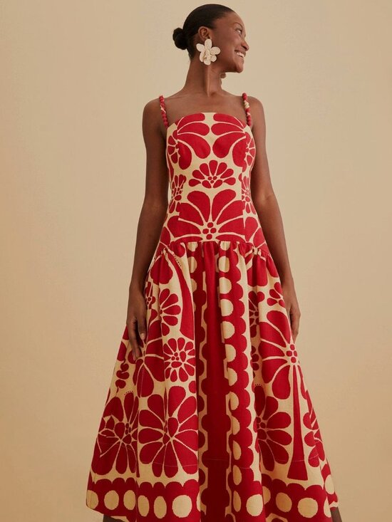 FARM Rio Dresses & Skirts - FARM Rio Red Palermo Sleeveless Midi Dress Size Small 38470